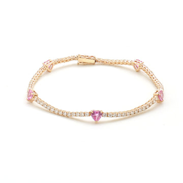 JPBRC-851/6189 Pink Sapphire Heart With Diamond Bracelet | 14K