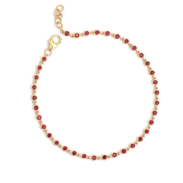 JPBRC-866/6235 Ruby Round 2Mm Link Link Bracelet | 14K