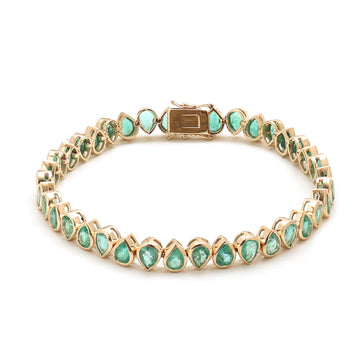 JPBRC-876/6263 Emerald Pear 5X4 Up Down Bezel Set Bracelet | 14K