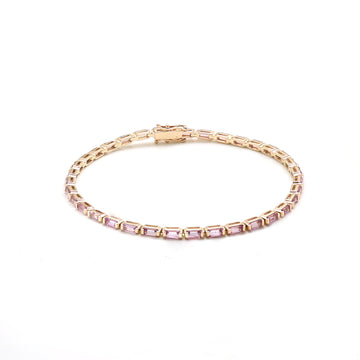 JPBRC-879/6266 Pink Sapphire Baguette 4X2 Bracelet | 14K