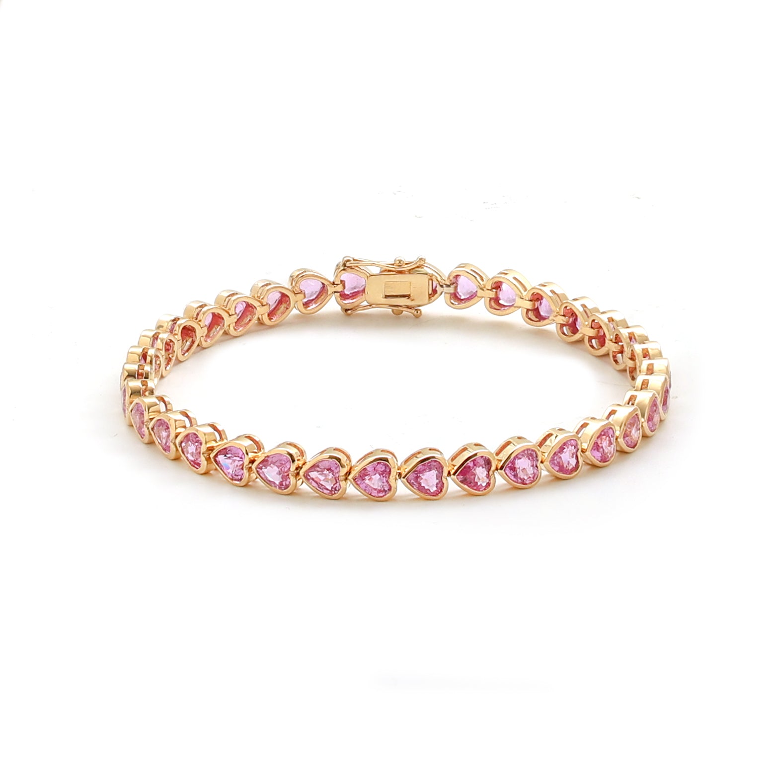 JPBRC-880/6278 Pink Sapphire Heart Bezel Set Bracelet | 18K