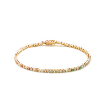 JPBRC-881/6279 Rainbow Sapphire Round 2Mm With Alternate Diamond Bracelet | 14K