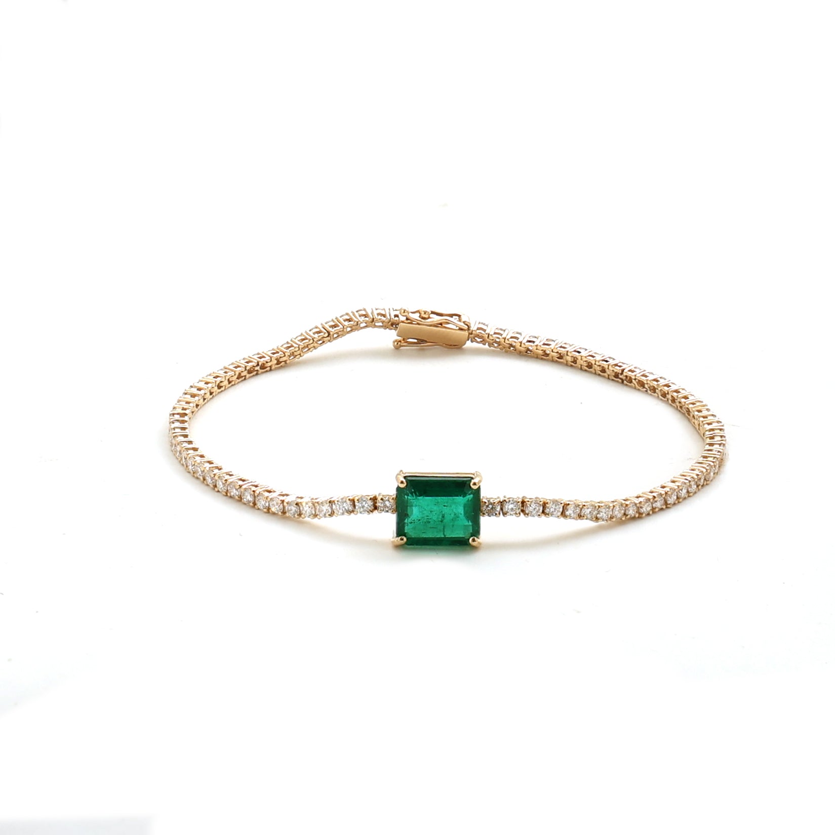 JPBRC-882/6280 Emerald Octagon With Diamond Bracelet | 18K