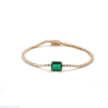 JPBRC-882/6280 Emerald Octagon With Diamond Bracelet | 18K