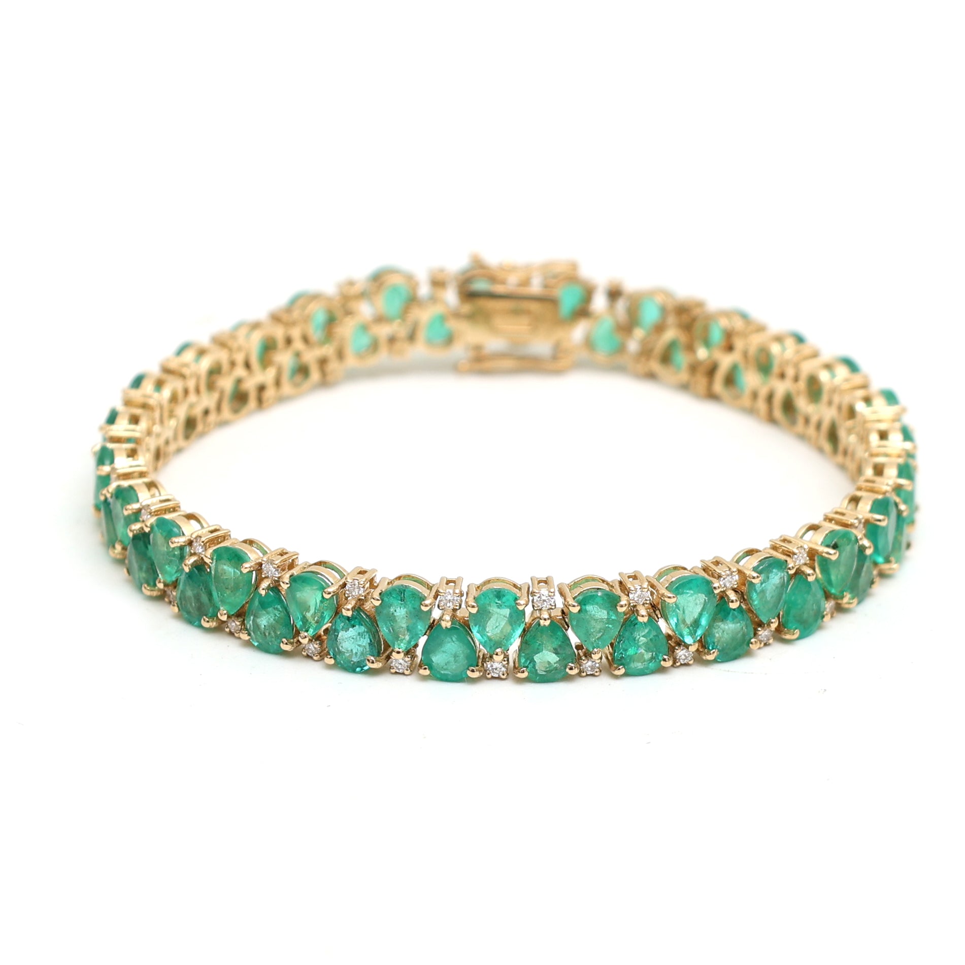 JPBRC-937/6490 Emerald Pear 5X4 With Diamond Bracelet | 18K