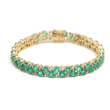 JPBRC-937/6490 Emerald Pear 5X4 With Diamond Bracelet | 18K
