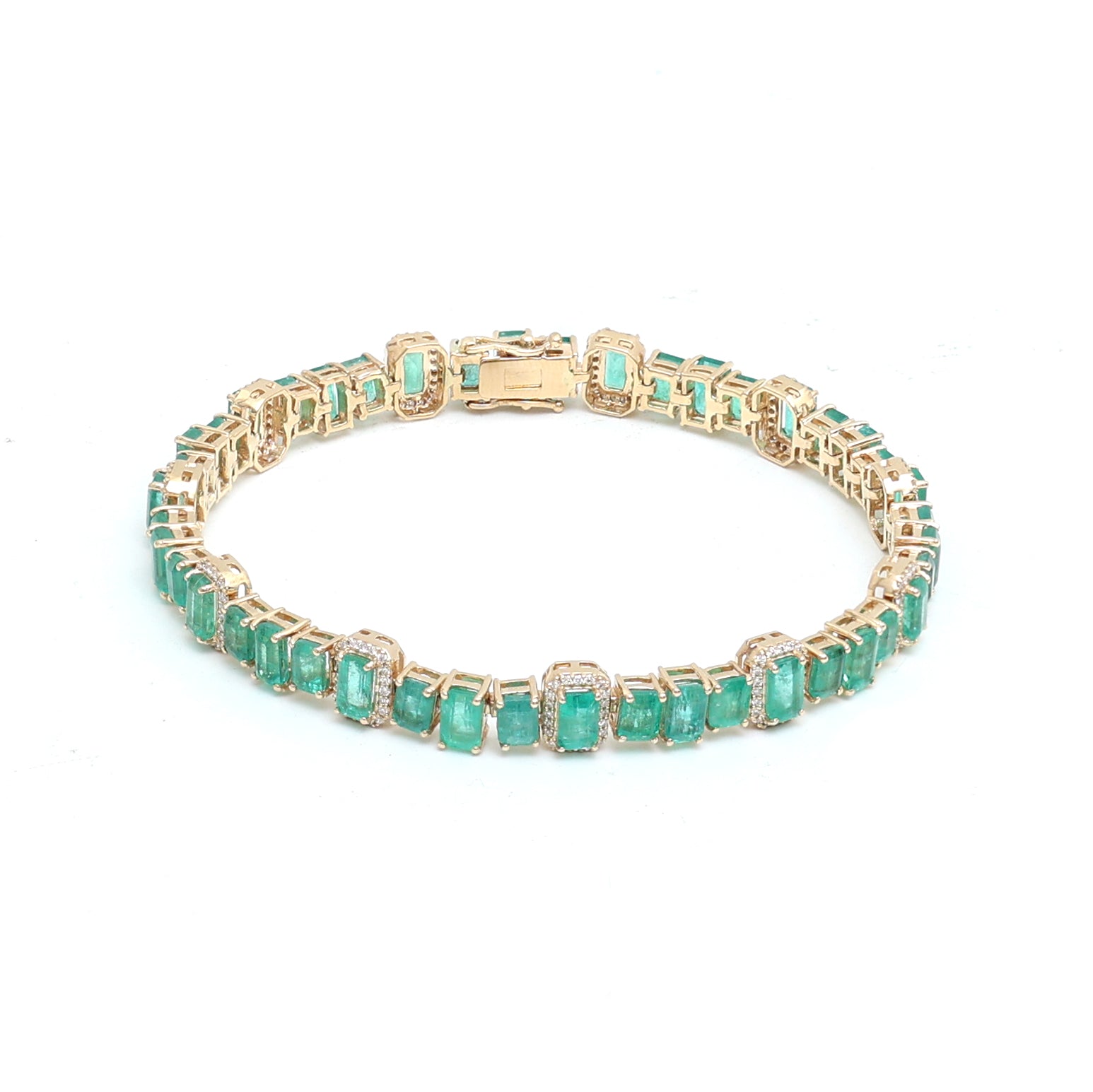 JPBRC-939/6495 Emerald Octagon With Diamond Bracelet | 18K
