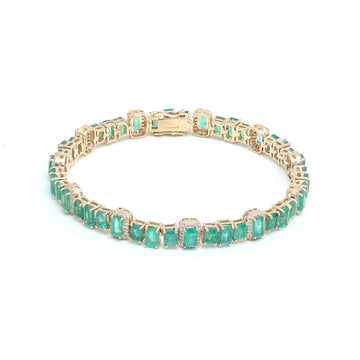 JPBRC-939/6495 Emerald Octagon With Diamond Bracelet | 18K