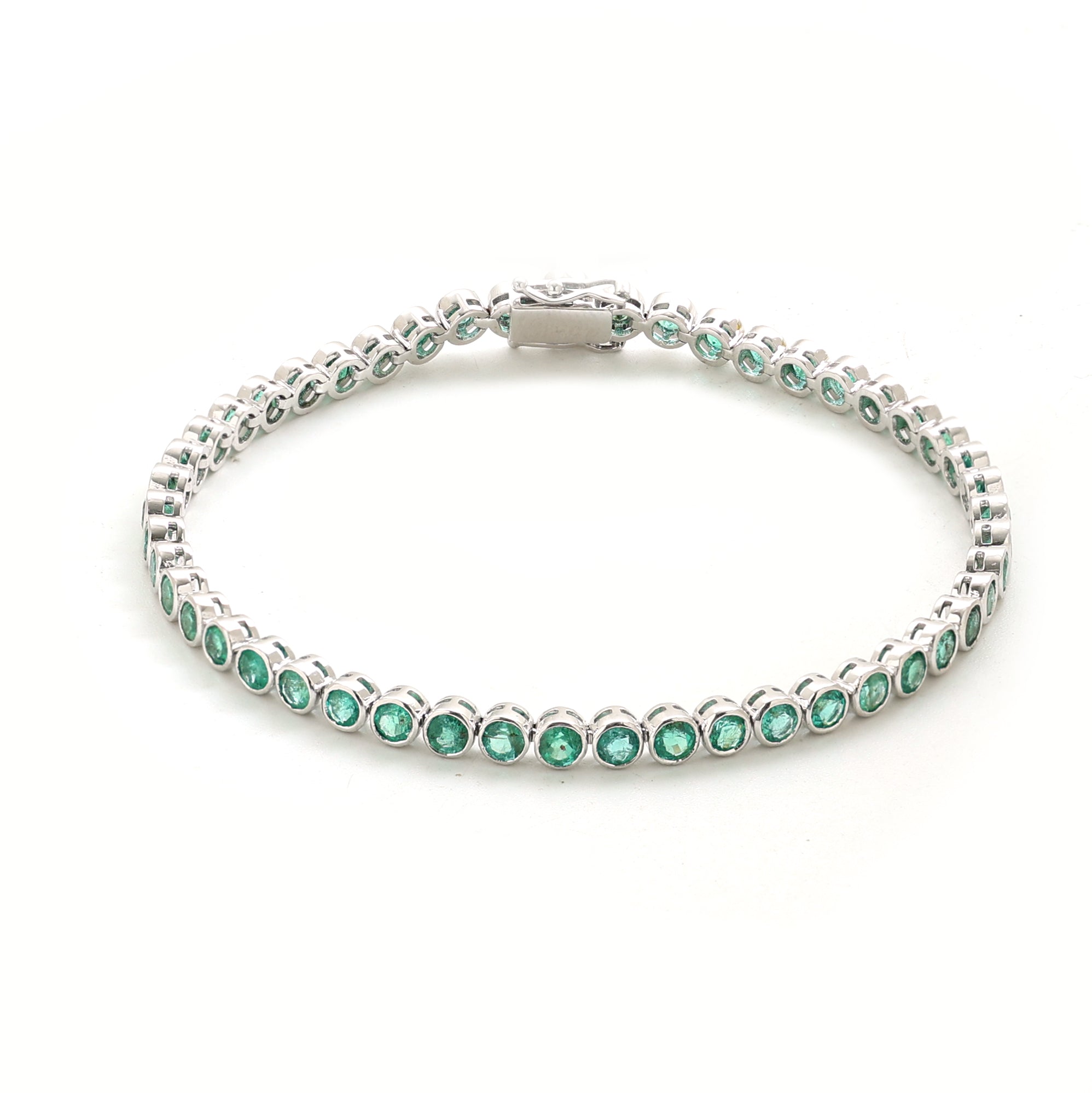 JPBRC-944/6531 Emerald Round 2.80Mm Bezel Set  Bracelet | 14K