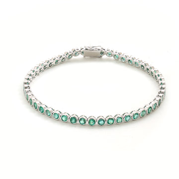 JPBRC-944/6531 Emerald Round 2.80Mm Bezel Set  Bracelet | 14K