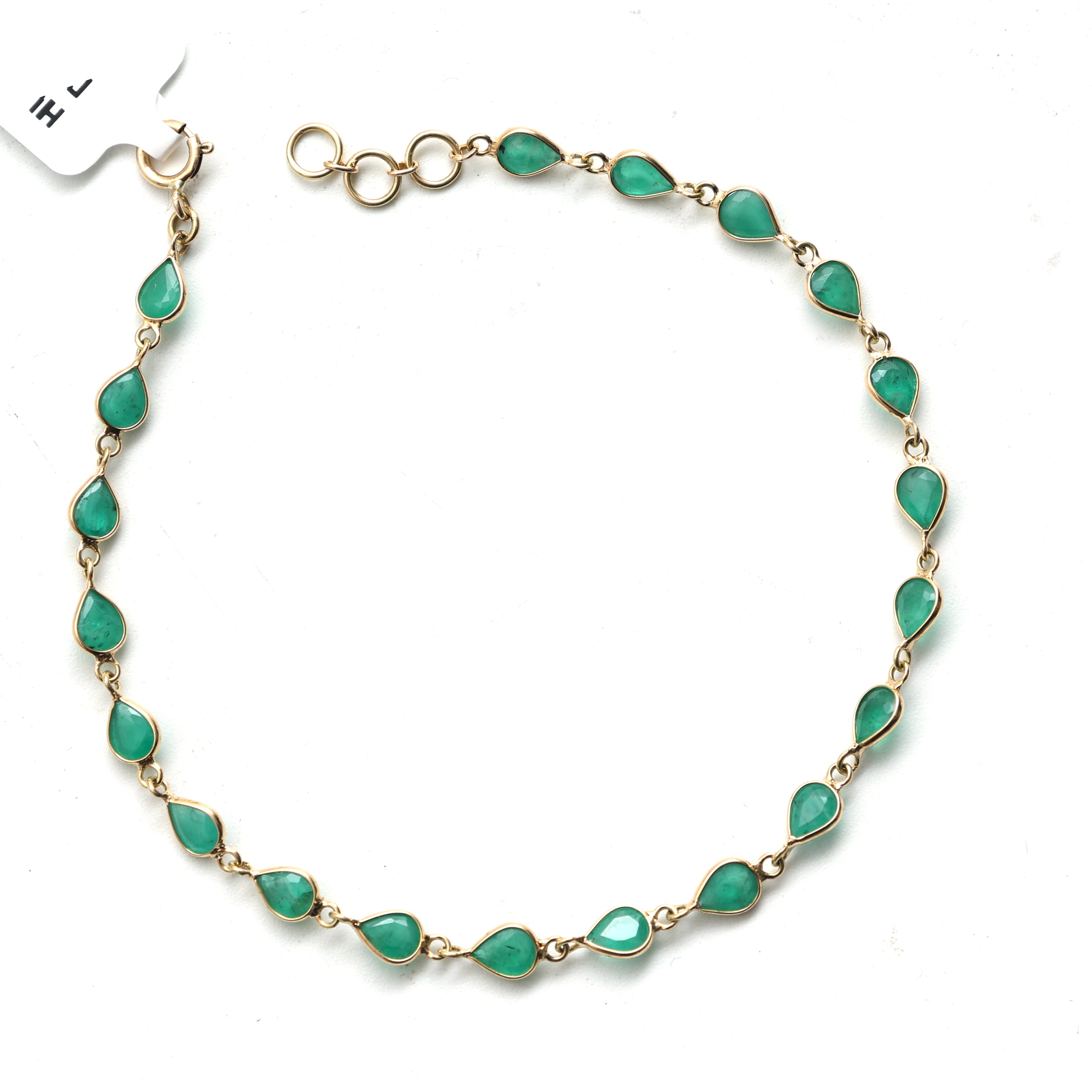 JPBRC-948/6594 Emerald Pear Link Link Bracelet | 18K
