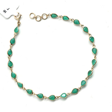 JPBRC-948/6594 Emerald Pear Link Link Bracelet | 18K
