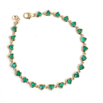 JPBRC-970/6833 Emerald Heart Bezel Set Link Link Bracelet | 18K