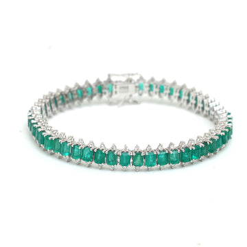 JPBRC-974/6863 Emerald Octagon 4X3  With Diamond Bracelet | 18K