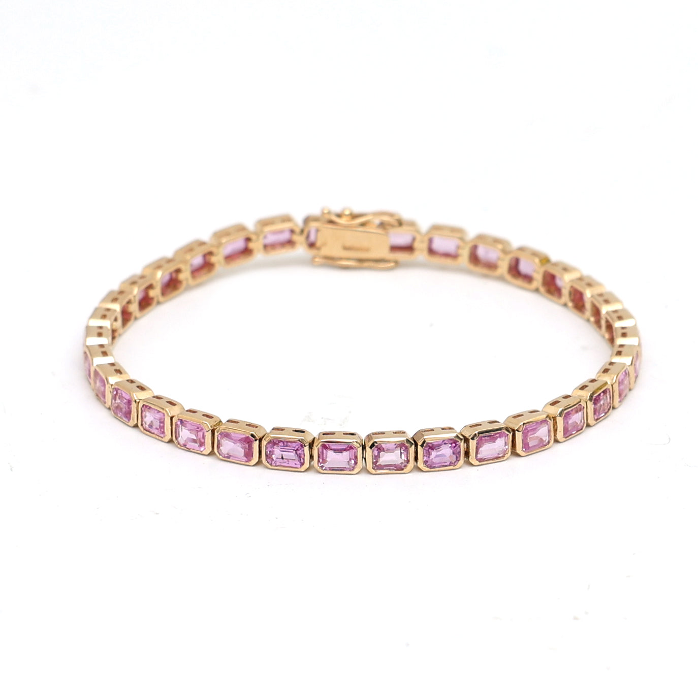JPBRC-978/6880 Pink Sapphire Octagon 4X3 Bezel Set Bracelet | 18K