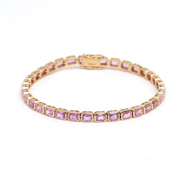 JPBRC-978/6880 Pink Sapphire Octagon 4X3 Bezel Set Bracelet | 18K