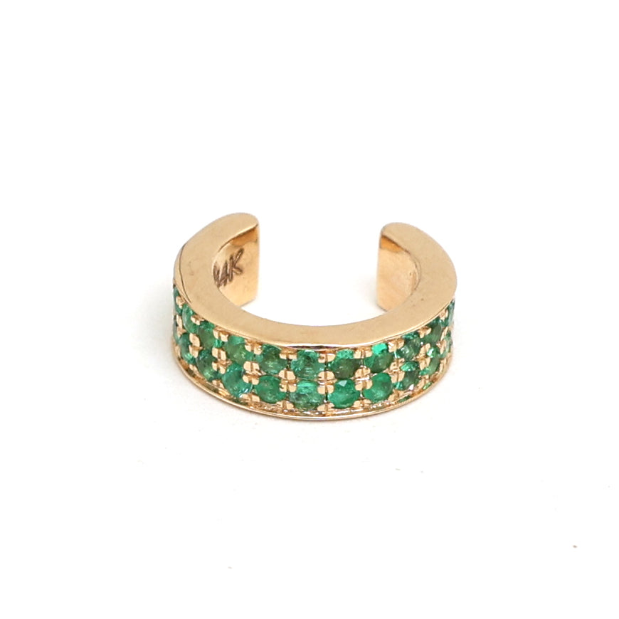 JPERG-1007/4873 Emerald Round Cuff Earring | 14K