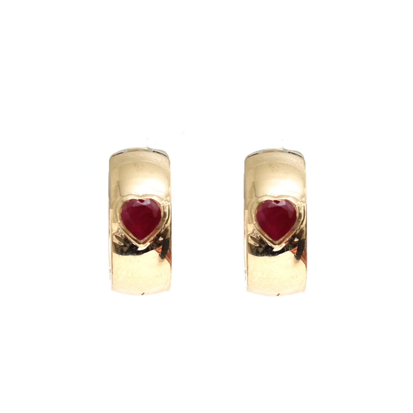 JPERG-1031/4914 Ruby Heart Hoops Earring | 14K
