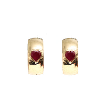 JPERG-1031/4914 Ruby Heart Hoops Earring | 14K