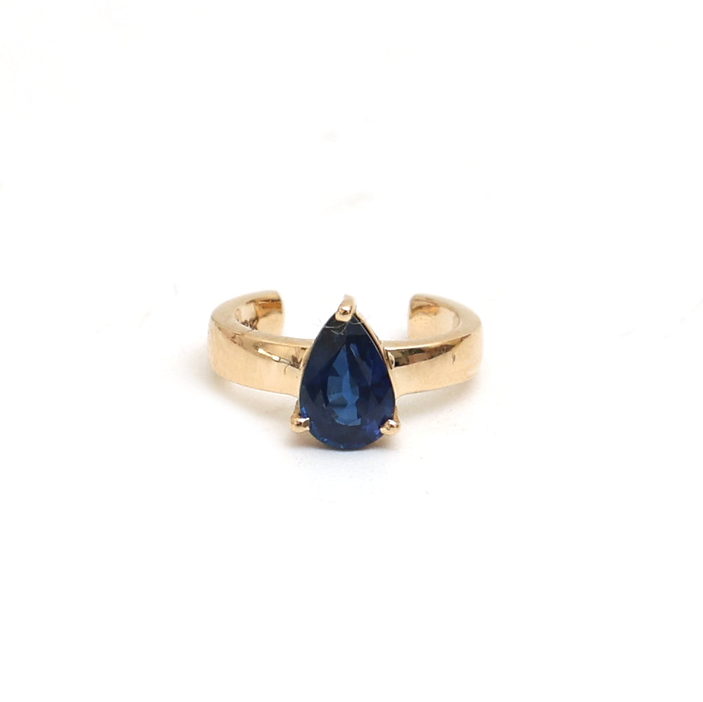 JPERG-1049/4967 Blue Sapphire Pear 6X4 Cuff Earring | 18K