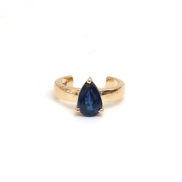 JPERG-1049/4967 Blue Sapphire Pear 6X4 Cuff Earring | 18K