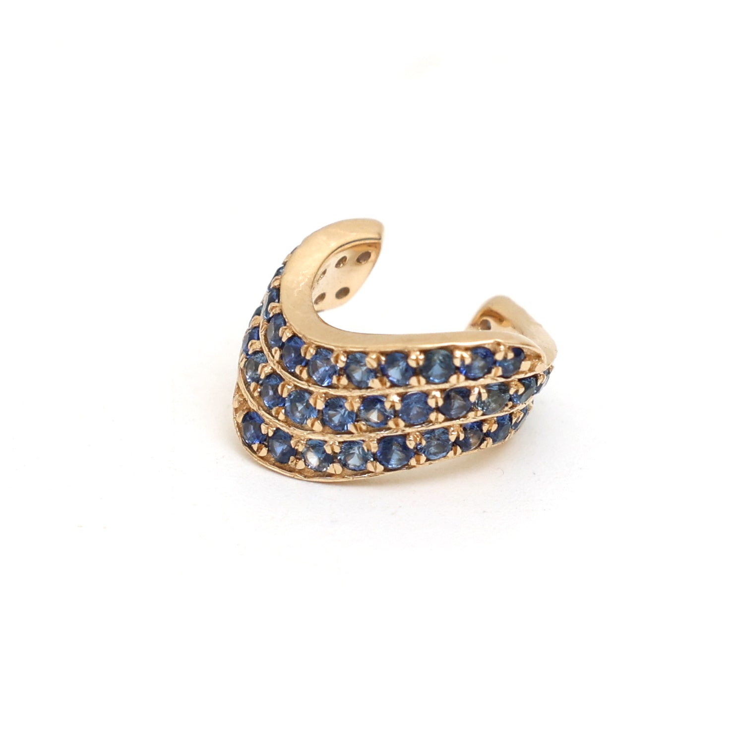 JPERG-1053/4970 Blue Sapphire Round Wave Cuff Earring | 14K