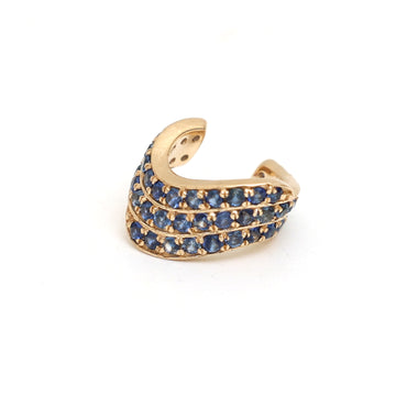 JPERG-1053/4970 Blue Sapphire Round Wave Cuff Earring | 14K
