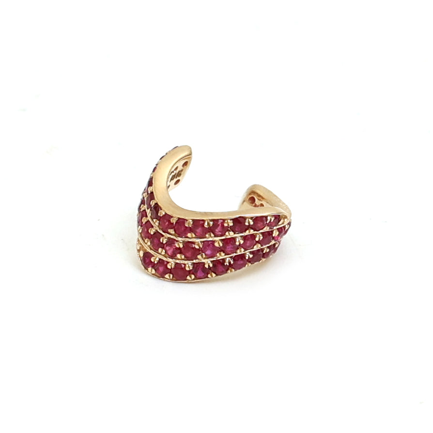 JPERG-1055/4972 Ruby Round Wave Cuff Earring | 14K