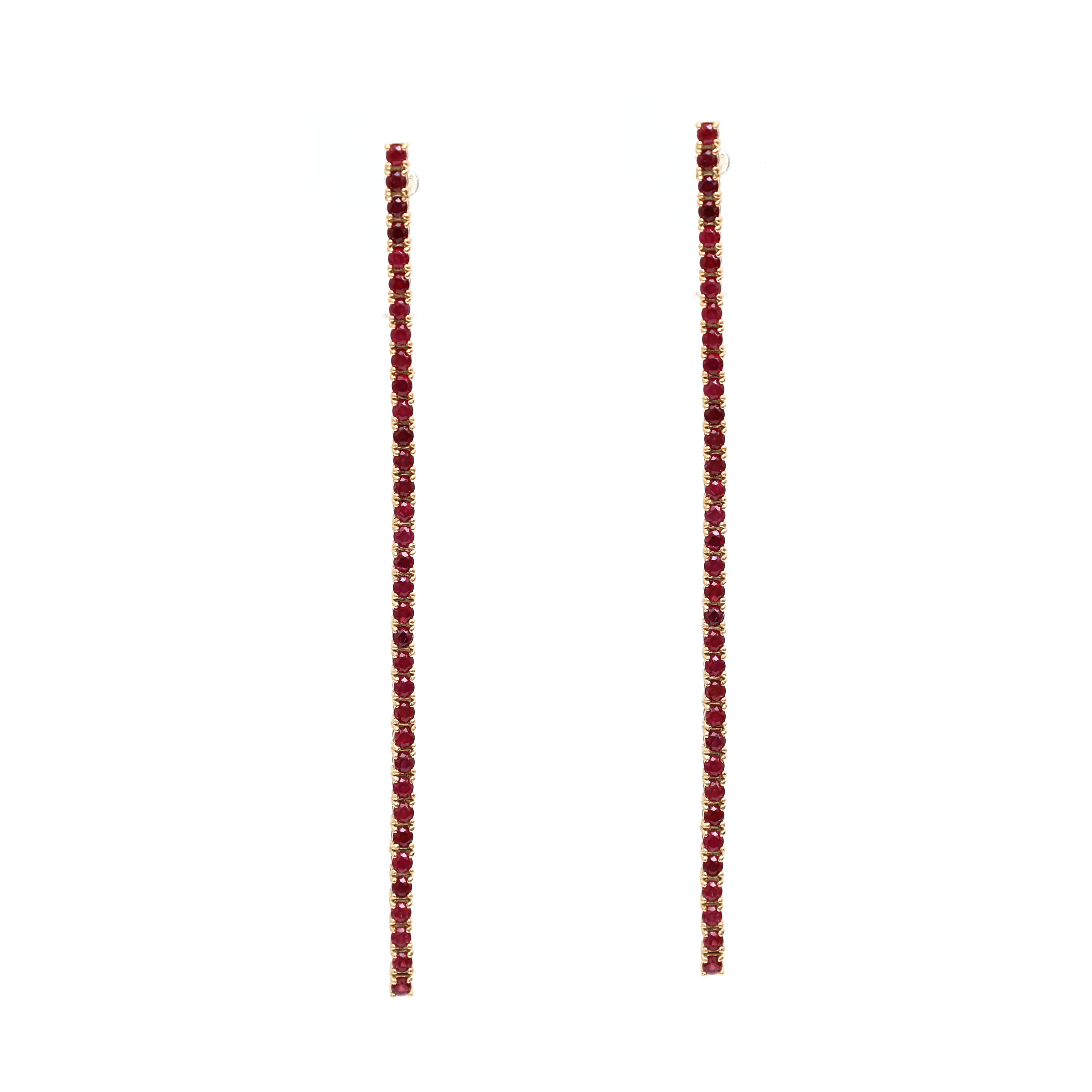 JPERG-1059/4976 Ruby Round 1.50Mm Long Earring | 18K
