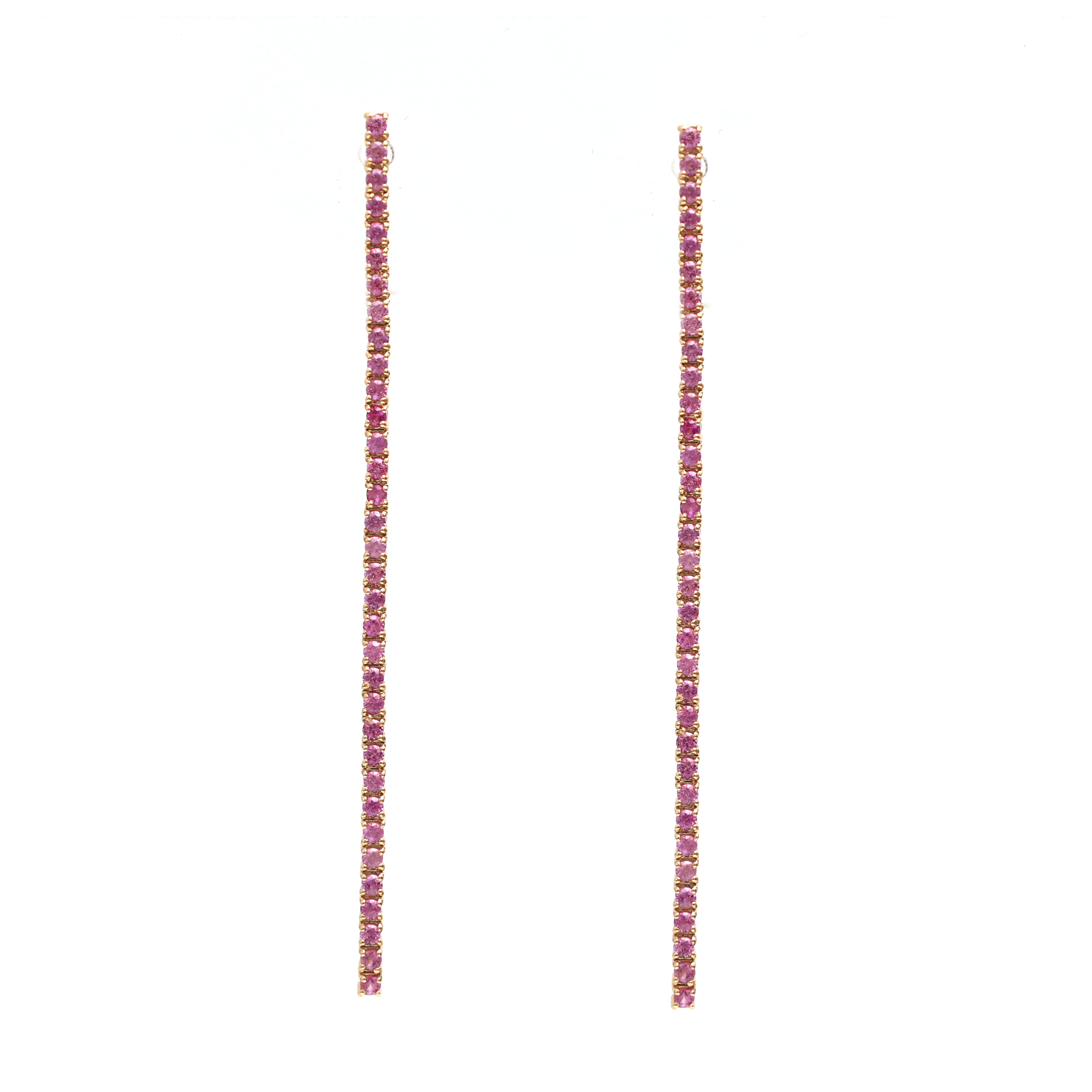 JPERG-1060/4977 Pink Sapphire Round 1.50Mm Long Earring | 18K