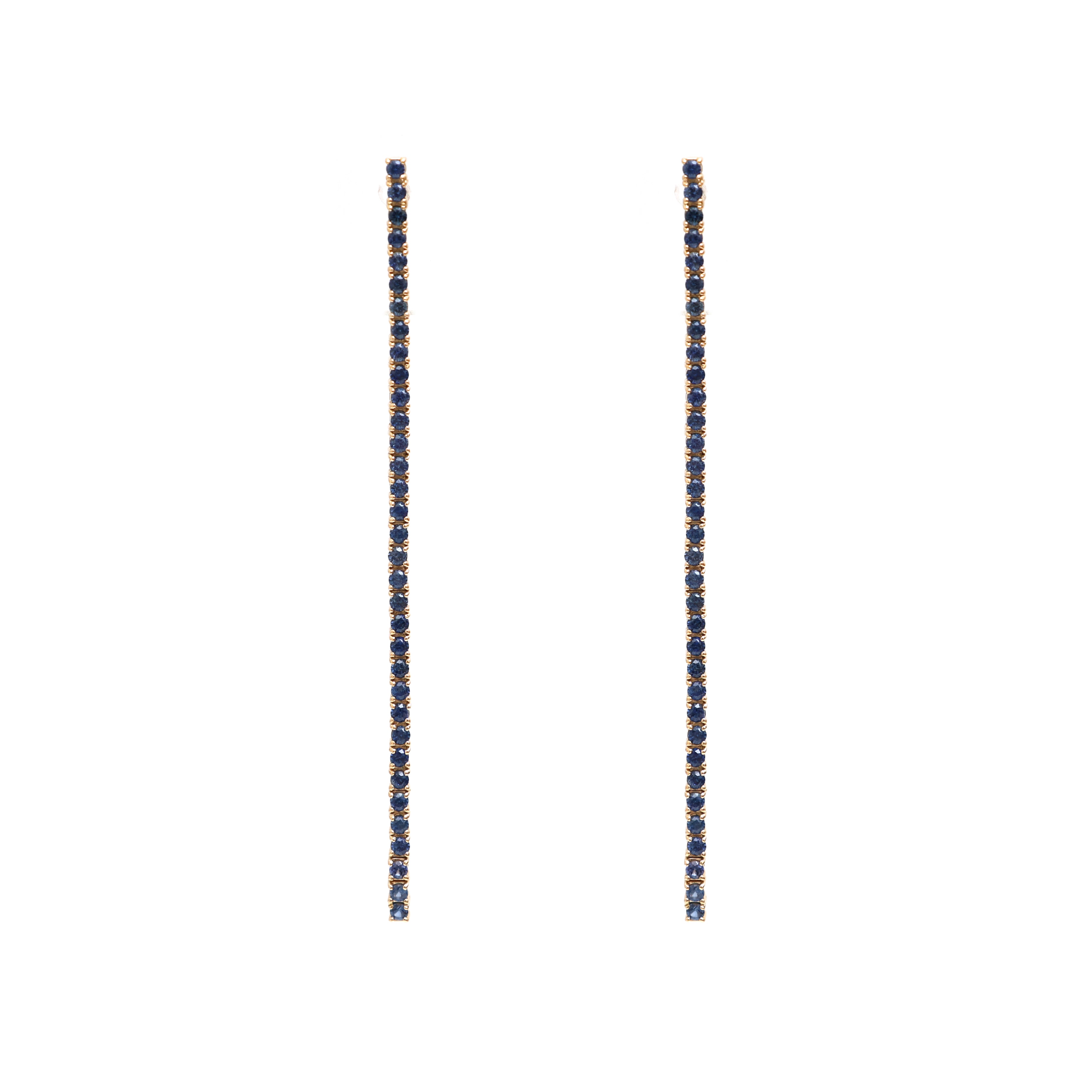 JPERG-1062/4979 Blue Sapphire Round 1.50 Mm Long Earring | 18K