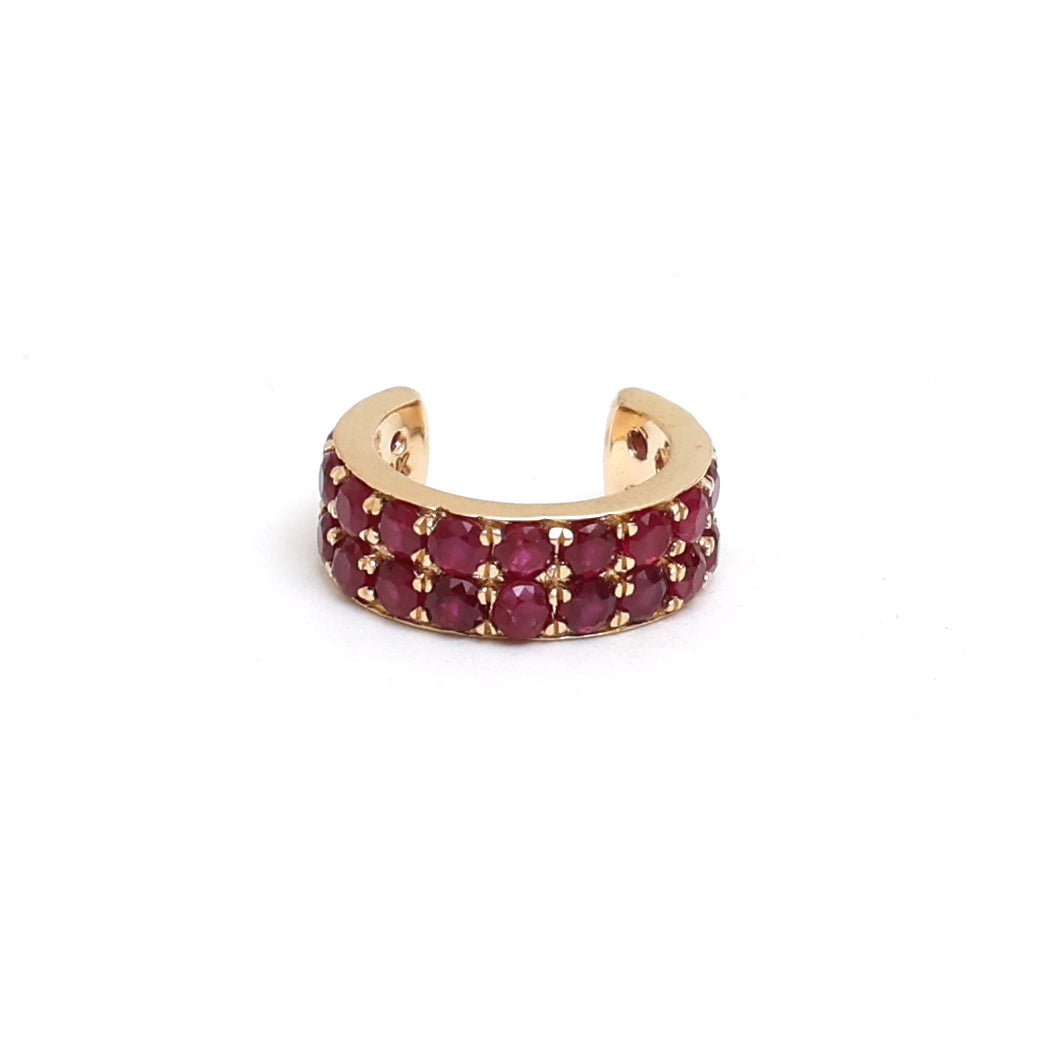 JPERG-1070/5023 Ruby Round 2Line Cuff Earring | 14K
