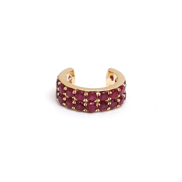 JPERG-1070/5023 Ruby Round 2Line Cuff Earring | 14K