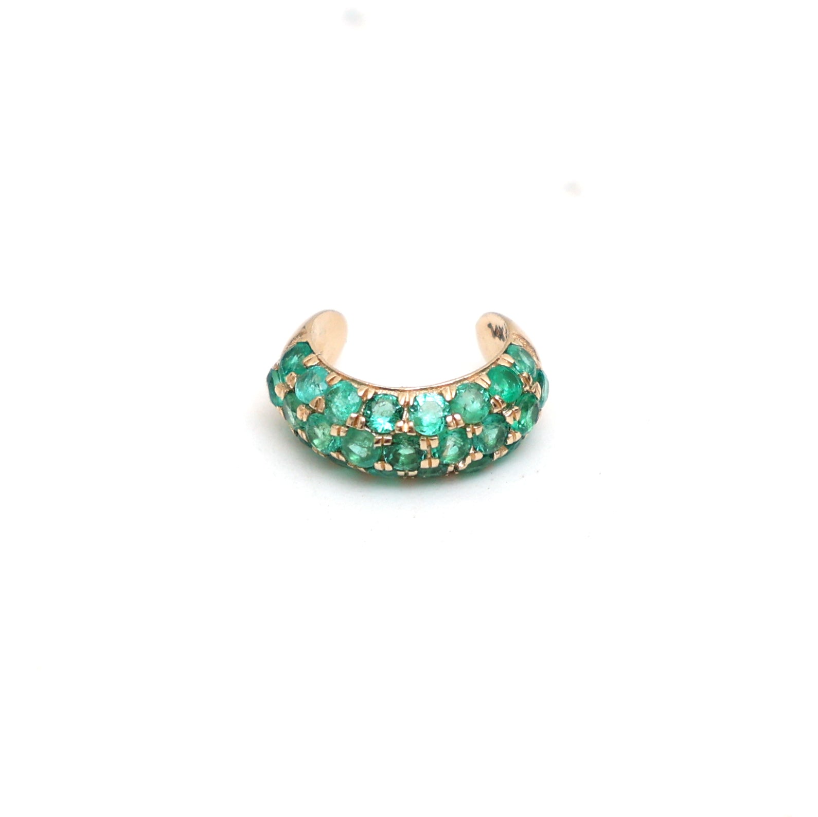 JPERG-1099/5104 Emerald Round Cuff Earring | 14K