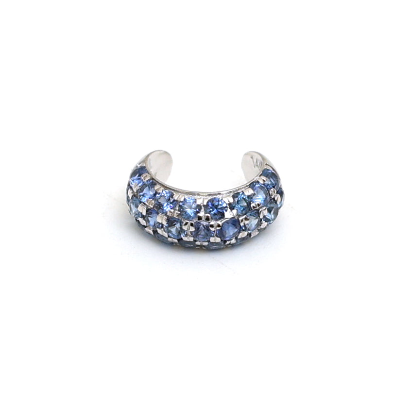 JPERG-1107/5150 Blue Sapphire Round Cuff Earring | 14K