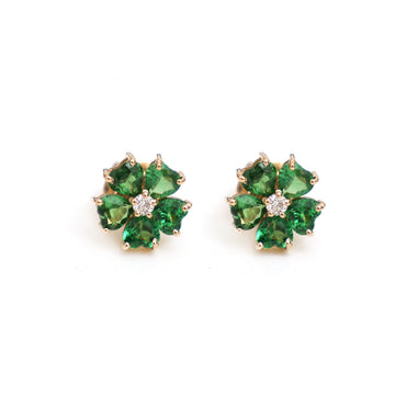 JPERG-1125/5215 Tsavorite Heart With Diamond Studs Earring | 14K