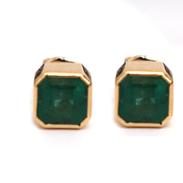JPERG-1129/5233 Emerald Square Octagon Bezal Earring | 18K