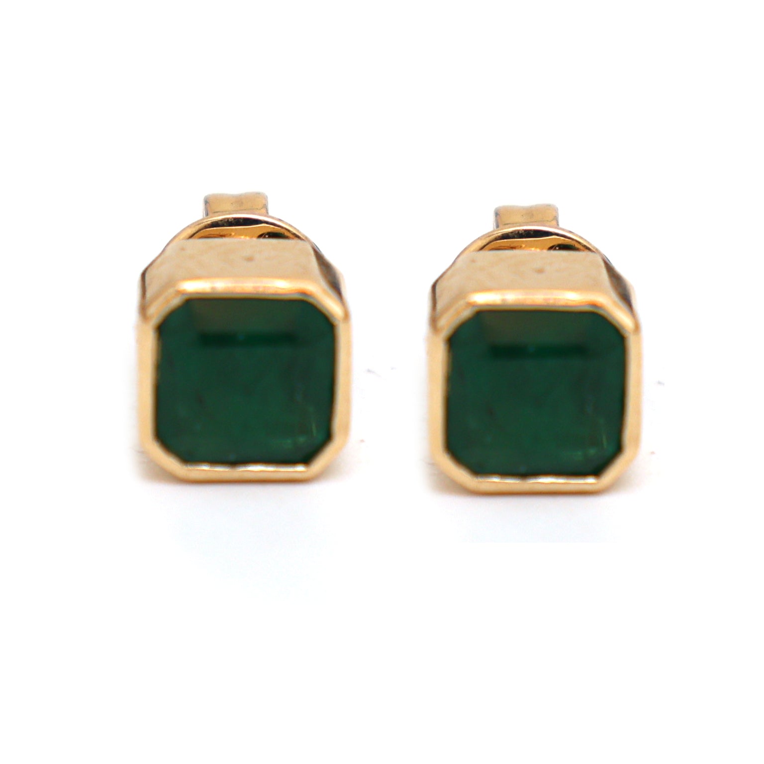 JPERG-1130/5234 Emerald Square Octagon Bezal Earring | 18K