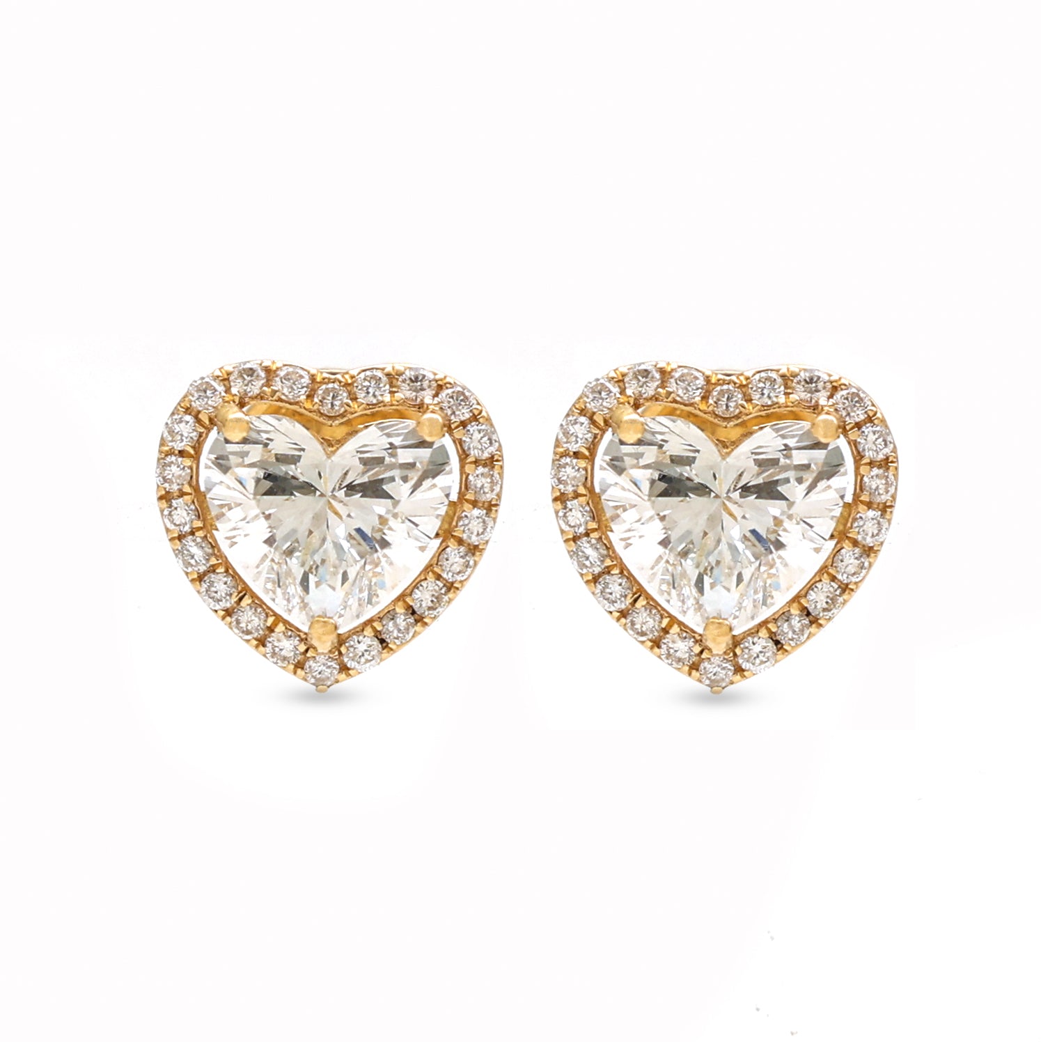 JPERG-1147/5325 Lab Grown Diamond Heart With Round Studs Earring | 18K