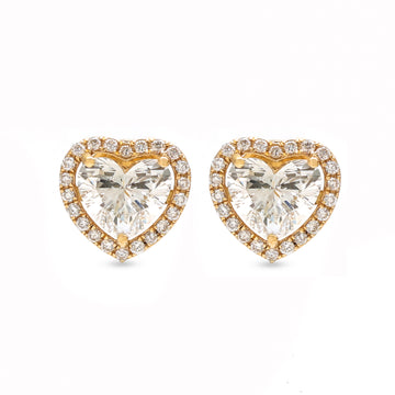 JPERG-1147/5325 Lab Grown Diamond Heart With Round Studs Earring | 18K