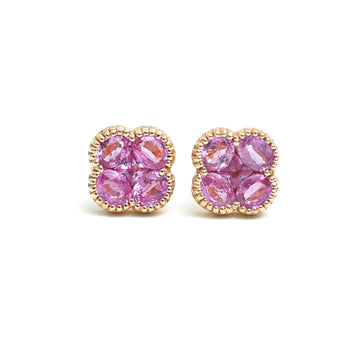 JPERG-1220/5439 Pink Sapphire Oval Square Studs Earring | 14K