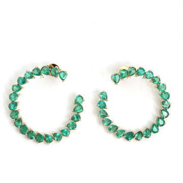 JPERG-122/1258 Emerald  Hoops Earring | 18K