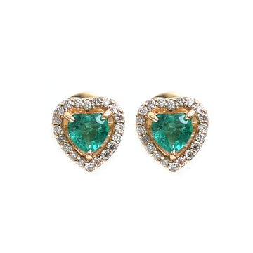 JPERG-1230/5449 Emerald Heart With Diamond Studs Earring | 14K
