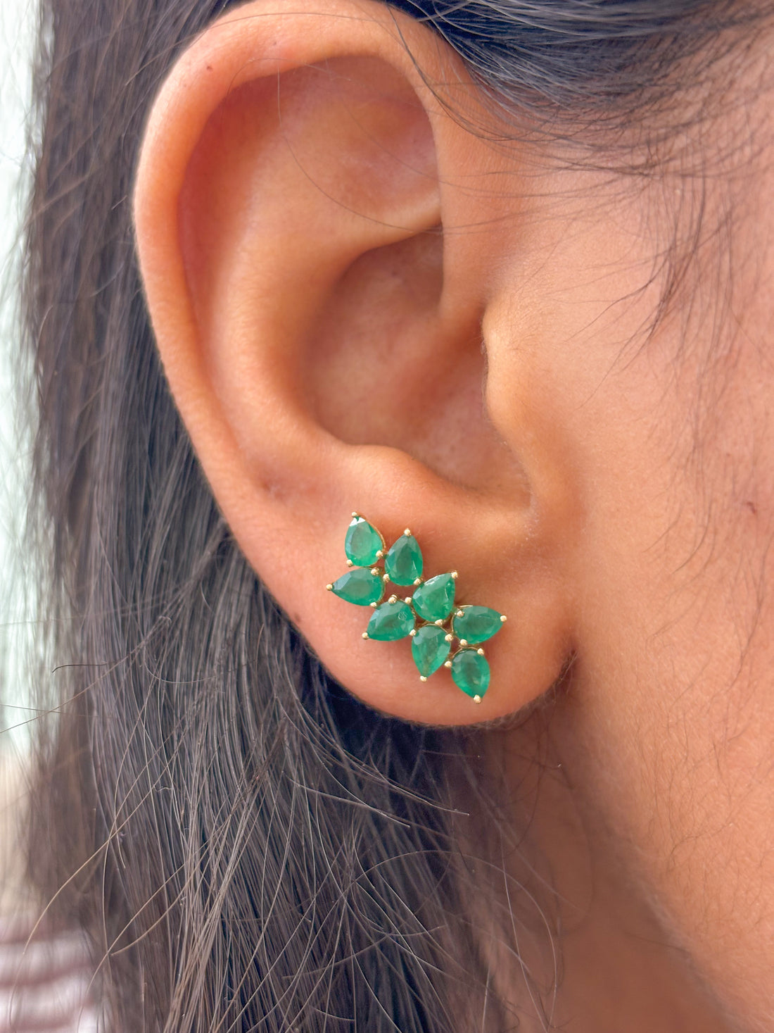 JPERG-1239/5465 Emerald Pear 4X3 Studs Earring | 14K
