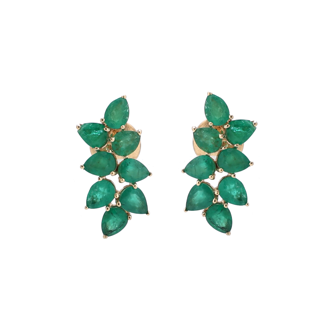 JPERG-1239/5465 Emerald Pear 4X3 Studs Earring | 14K