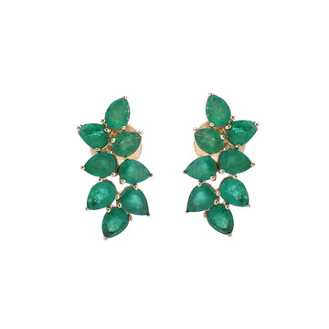 JPERG-1239/5465 Emerald Pear 4X3 Studs Earring | 14K
