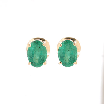 JPERG-1283/5558 Emerald Oval 7X5 Studs Earring | 14K