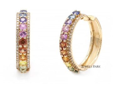 JPERG-12/1240 Rainbow Hoops Earring | 14K
