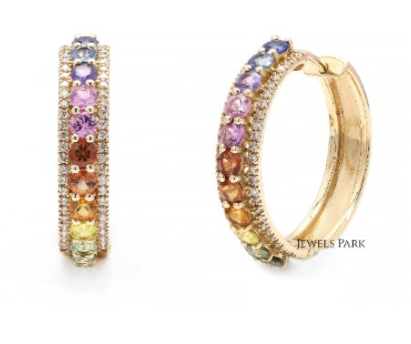 JPERG-12/1240 Rainbow Hoops Earring | 14K