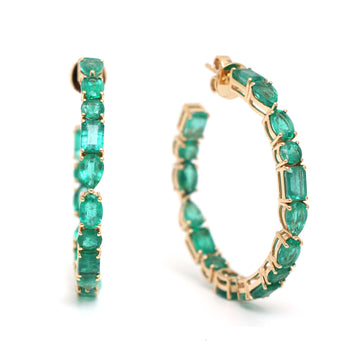 JPERG-131/1261 Emerald Hoops Earring | 18K